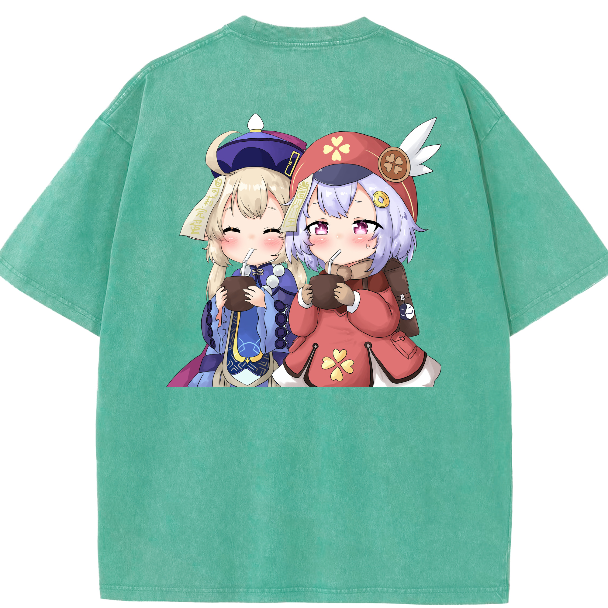 げんし神 七七 なな  genshin Nana 綿100% ヴィンテージ風 半袖Tシャツ（背面プリント）